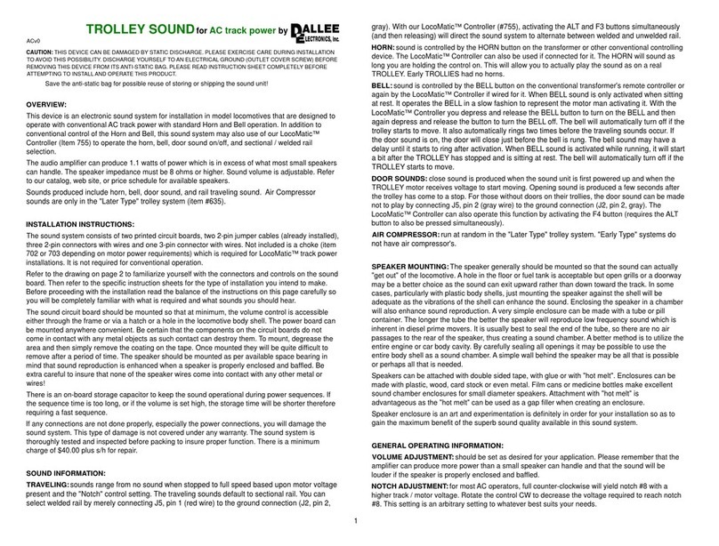 DALLEE ELECTRONICS TROLLEY SOUND manual