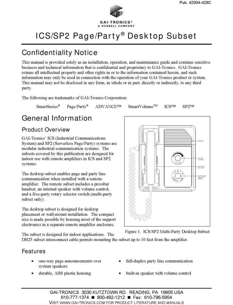 Hubbell GAI-TRONICS ICS/SP2 Page/Party manual Hubbell GAI-TRONICS ICS/SP2 Page/Party manual