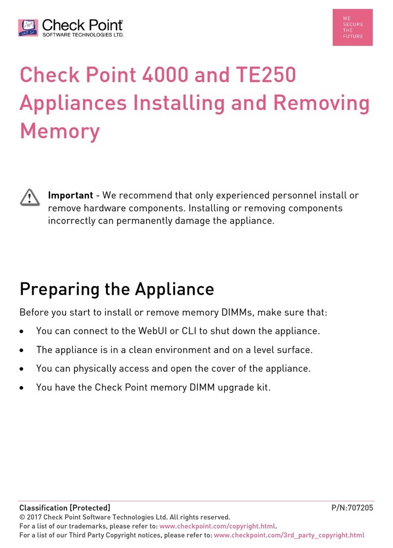 Checkpoint 4000 Series Appliances Installing and Removing Appliances Installing and Removing MemoryMemory