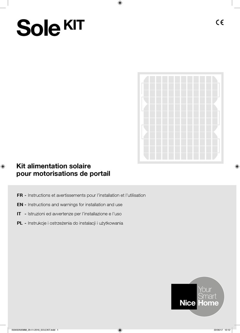 Nice Sole KIT Instructions and warnings for installation and use