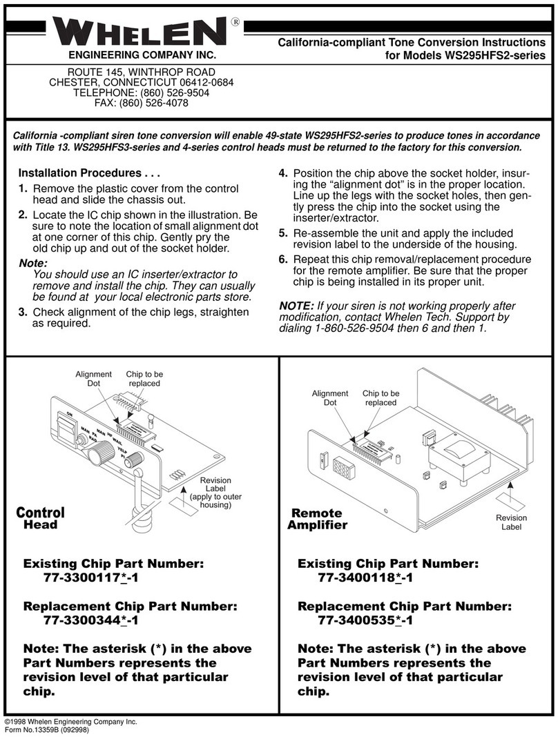 Whelen Engineering Company WS295HFS2 Series instructions