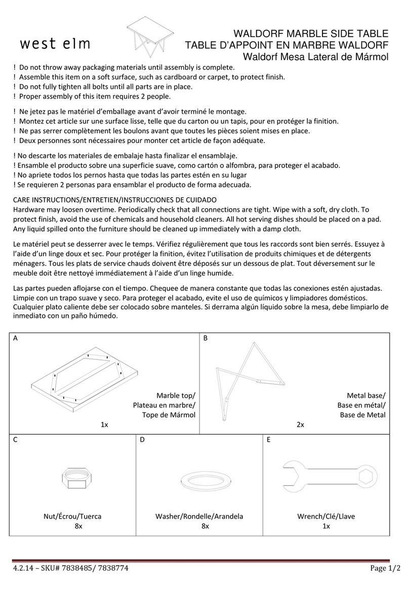 West Elm WALDORF MARBLE SIDE TABLE7838485 User manual