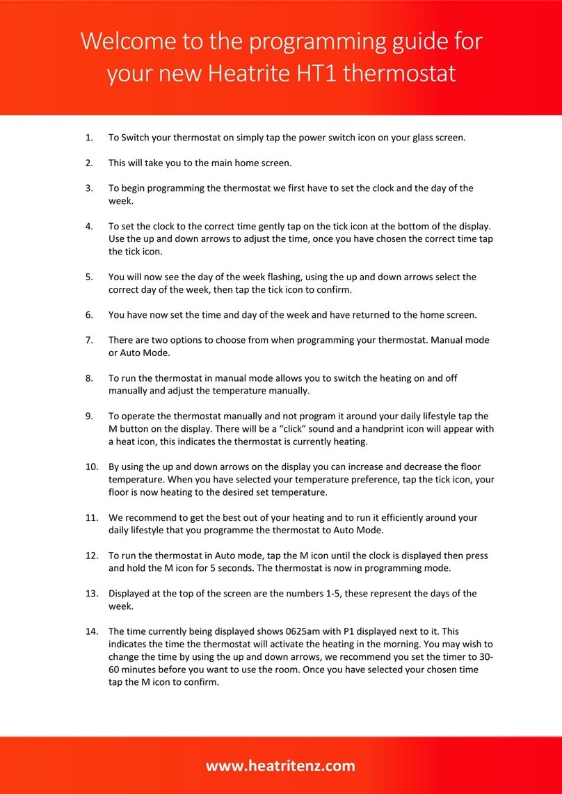 HeatRite HT1 Programming guide