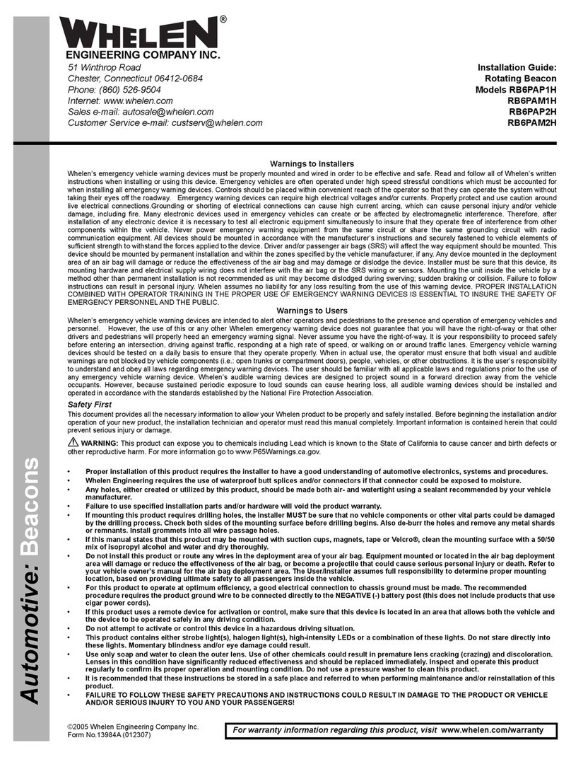 Whelen Engineering Company RB6PAP1H User manual
