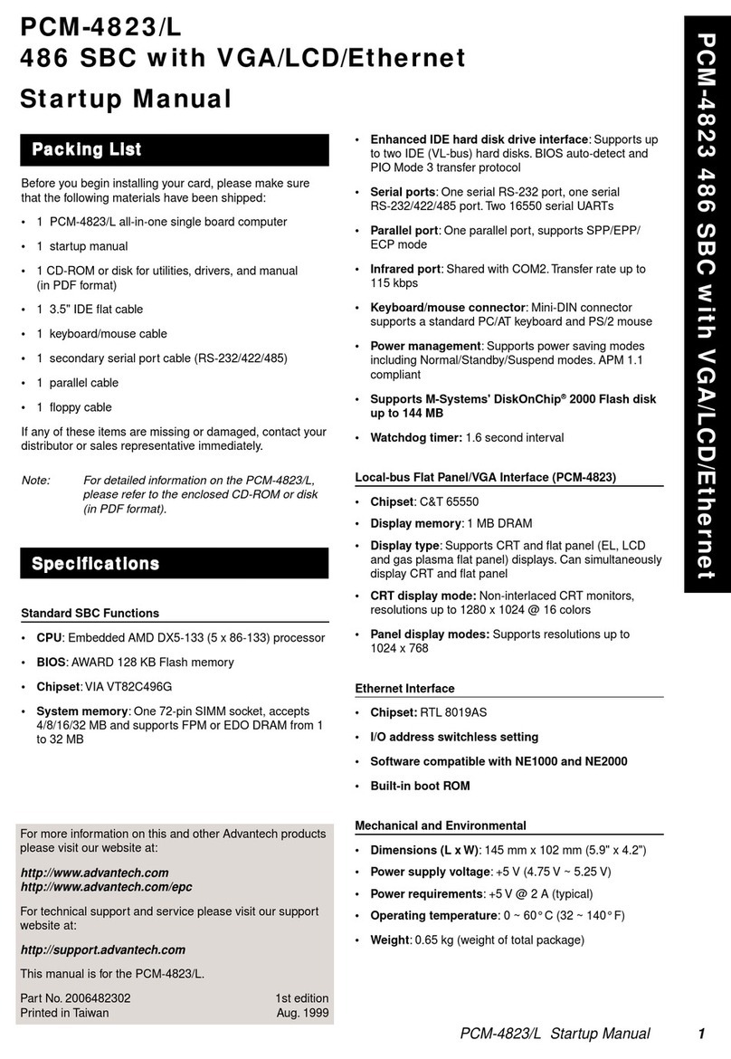 Advantech PCM-4823/L Installation and operation manual