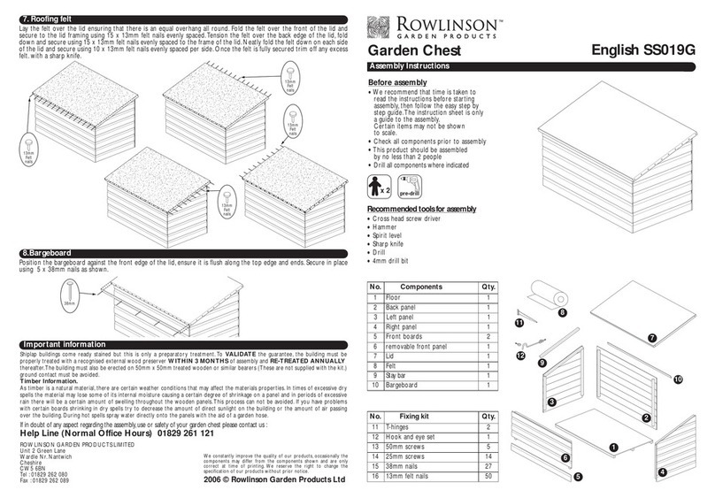 Rowlinson Garden Products Garden Chest Assembly instructions