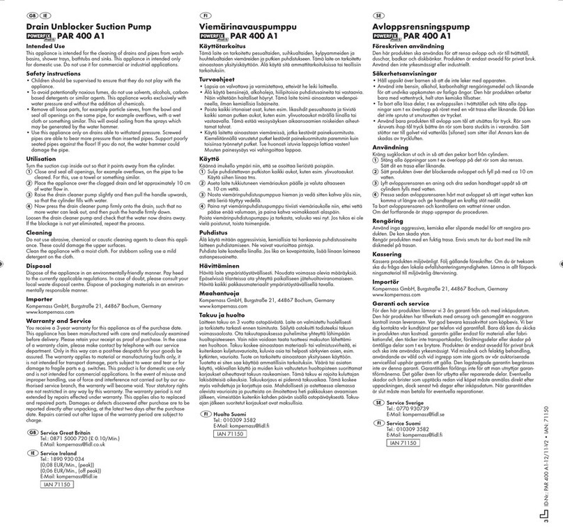 Powerfix Profi PAR 400 A1 User manual