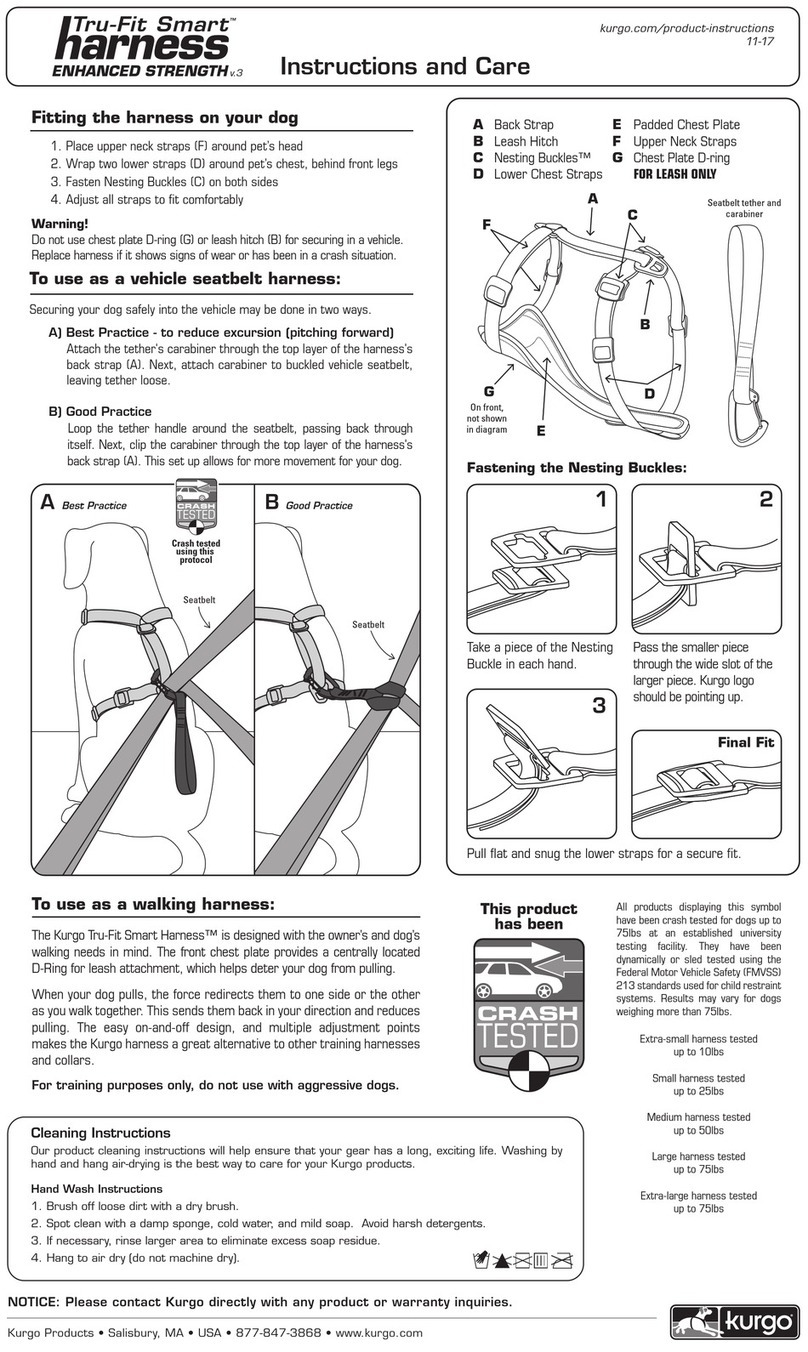 Kurgo Tru-Fit Smart Harness ENHANCED STRENGTH v.3 Instructions and care