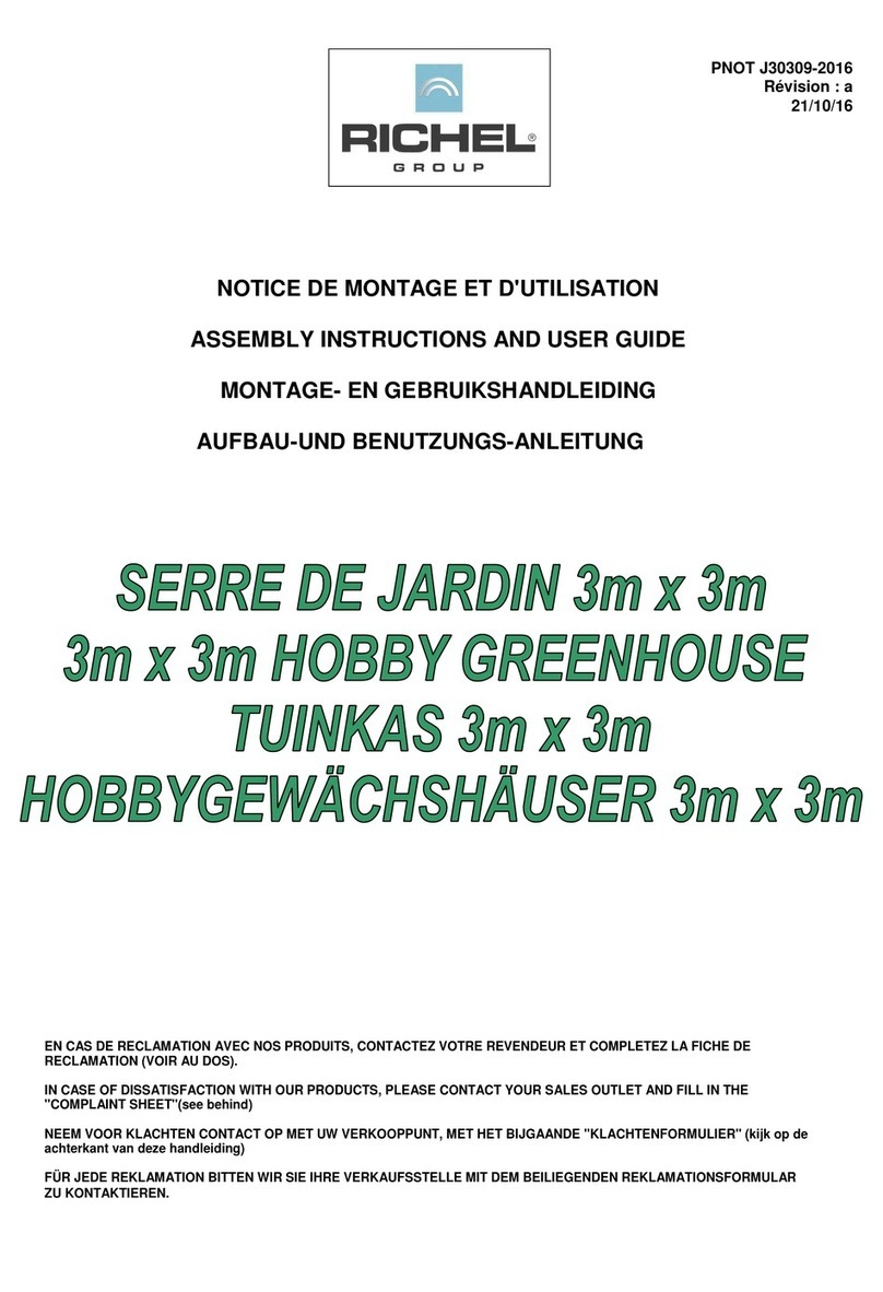 Richel GROUP HOBBY GREENHOUSE 3m x 3m Assembly instructions and user guide Richel GROUP HOBBY GREENHOUSE 3m x 3m Assembly instructions and user guide