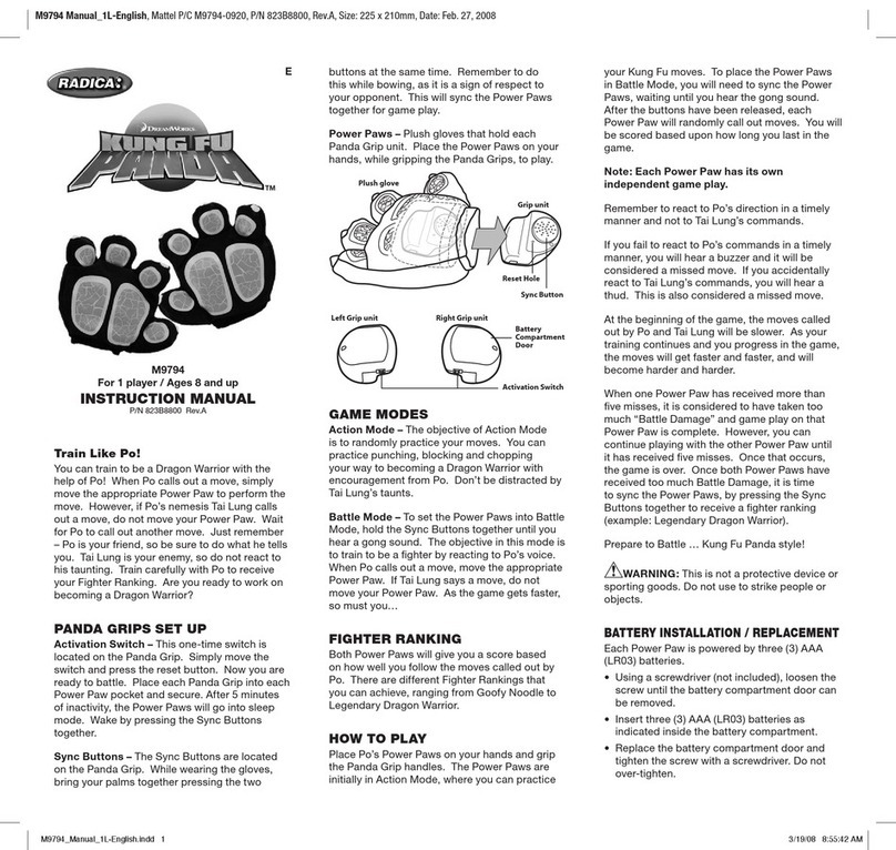 Mattel RADICA: DreamWorks KUNG FU PANDA instruction manual