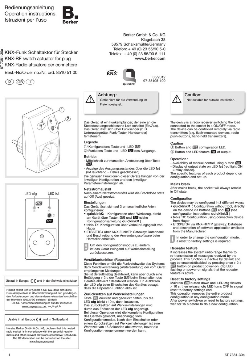 Berker 8510 51 00 Operation instructions