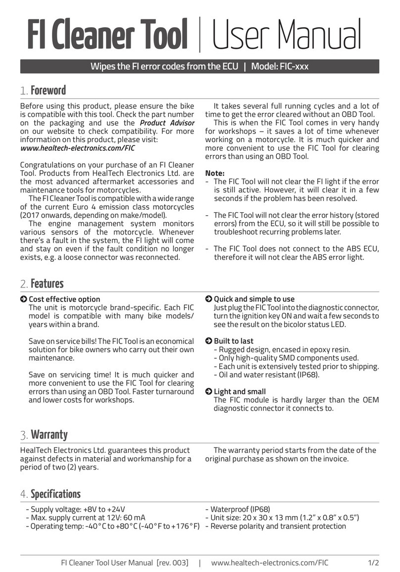 HealTech Electronics FI Cleaner Tool User manual HealTech Electronics FI Cleaner Tool User manual