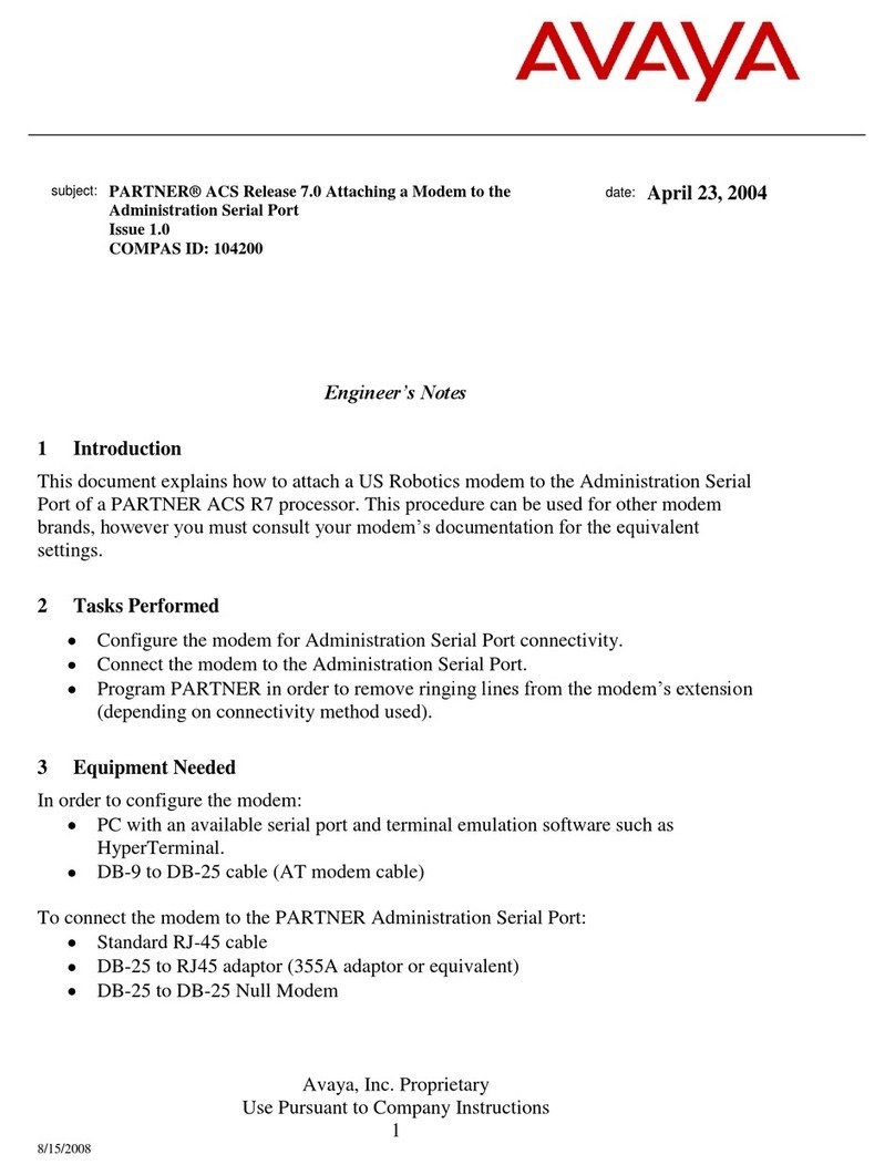 Avaya PARTNER ACS R7 Engineer’s Notes