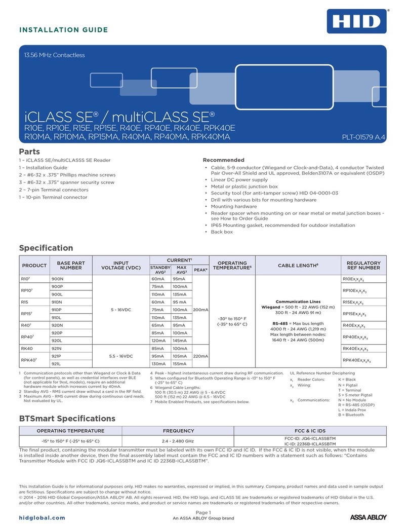 HID iCLASS SE R10EB User manual