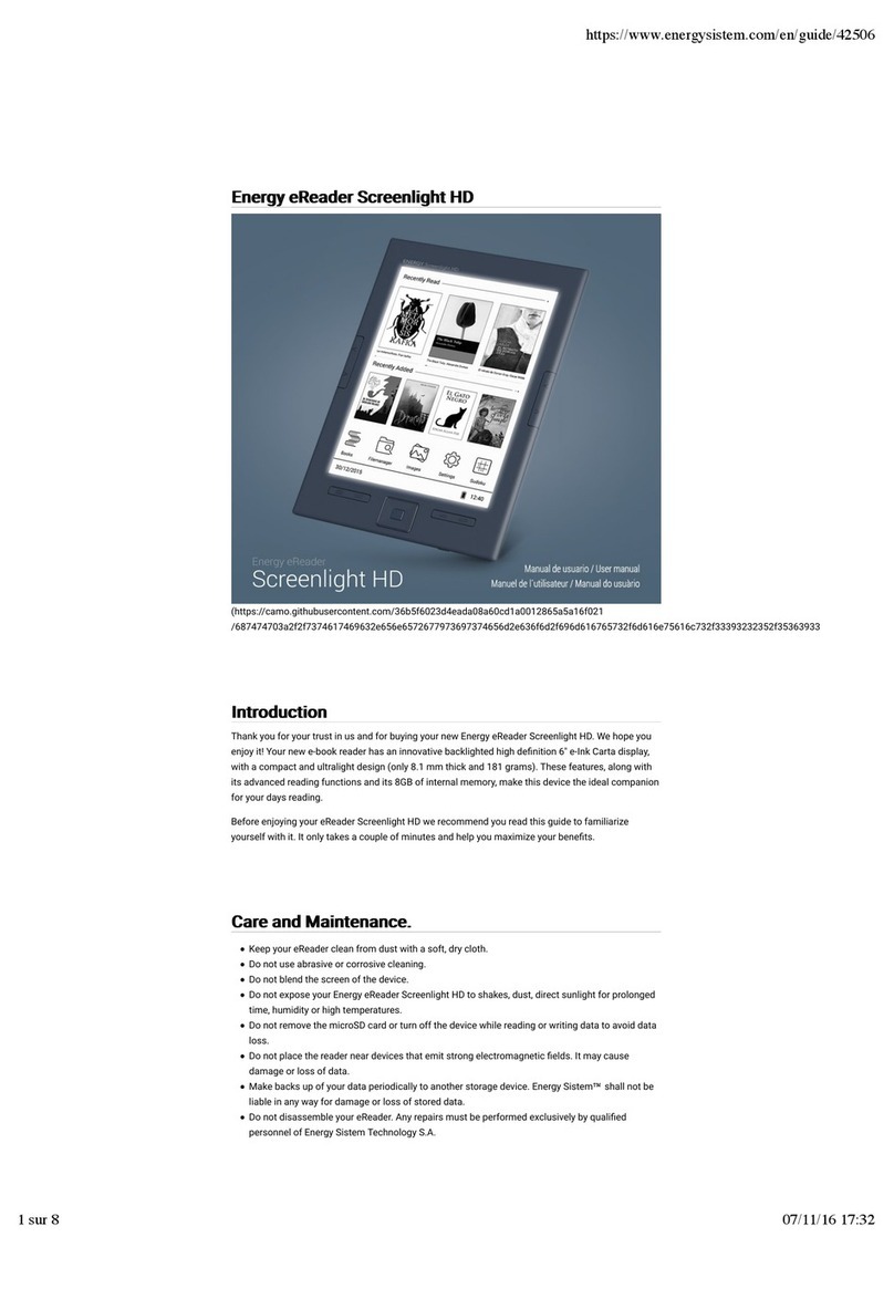 Energy System eReader Screenlight HD user manual