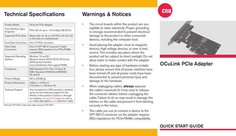 CRU OCuLink PCIe Adapter quick start guide