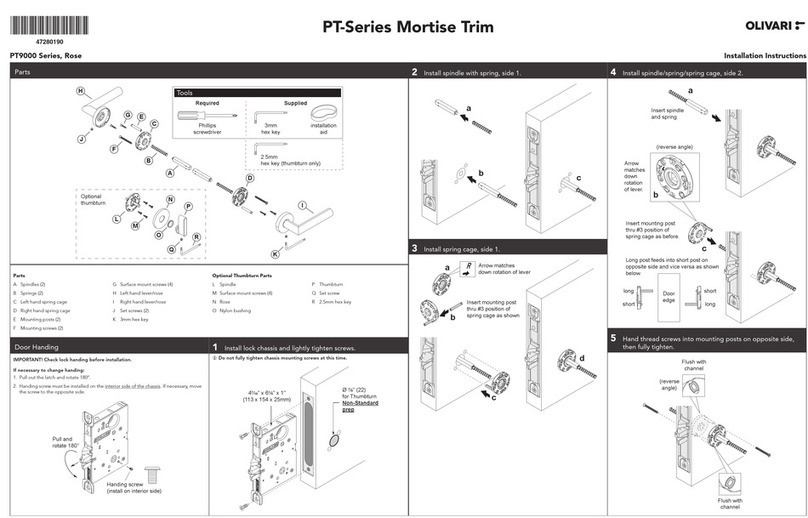 Allegion Olivari PT Series User manual