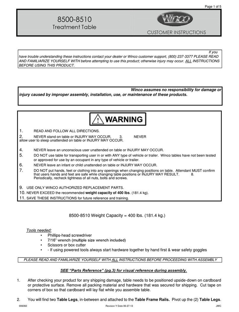 Winco 8500 CUSTOMER INSTRUCTIONS