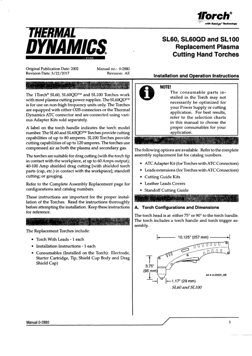 Thermal Dynamics 1Torch SL60 Hand Torch Installation and operation instructions Thermal Dynamics 1Torch SL60 Hand Torch Installation and operation instructions