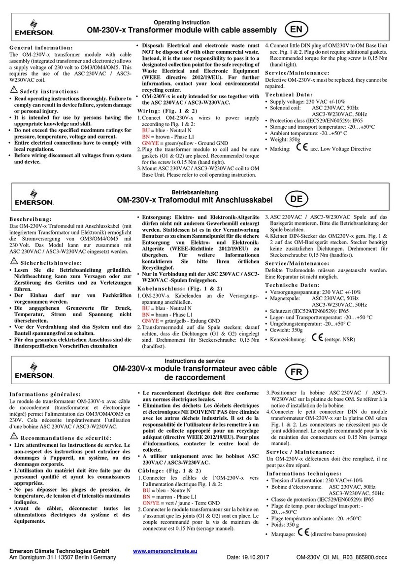Emerson OM-230V Series User manual