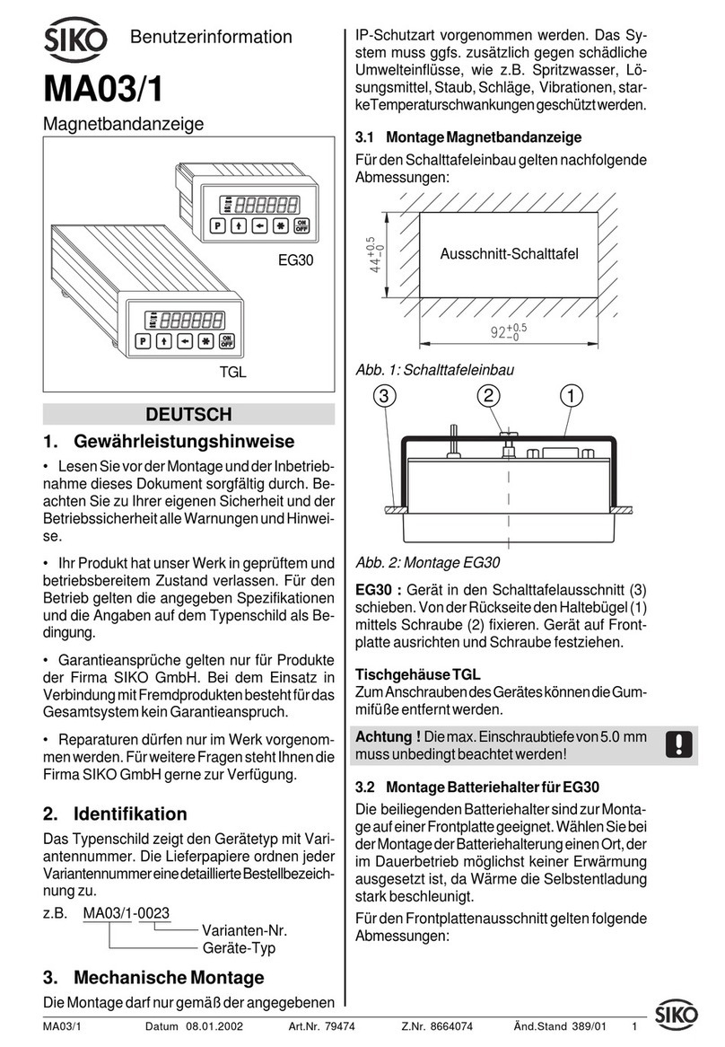 Siko MA03/1 Operation manual Siko MA03/1 Operation manual