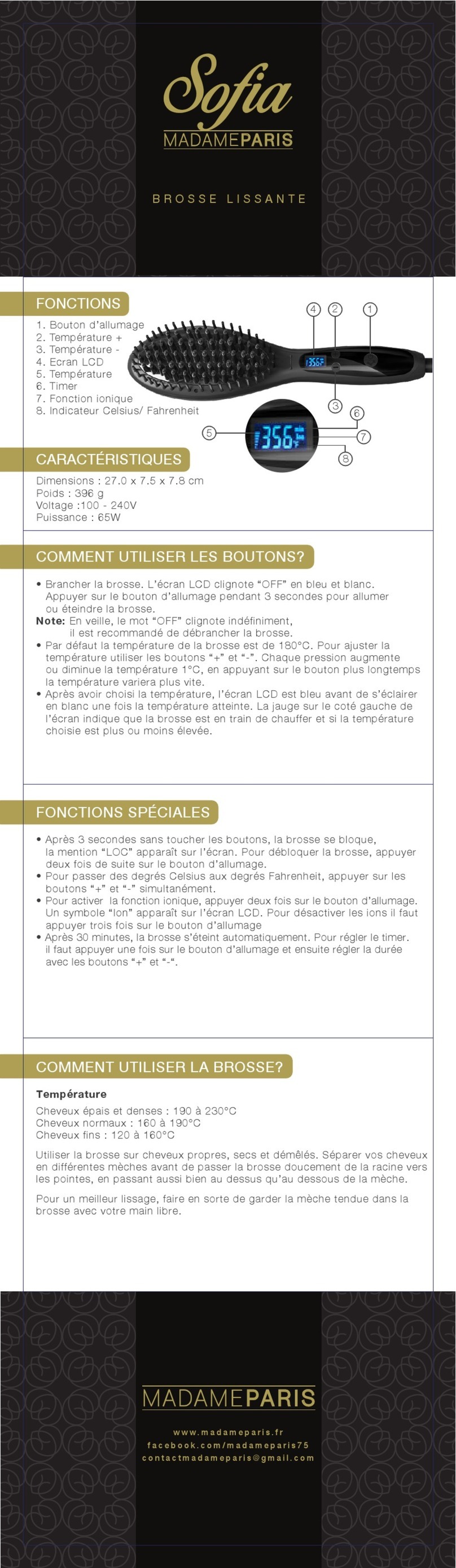 MadameParis Sofia quick start guide