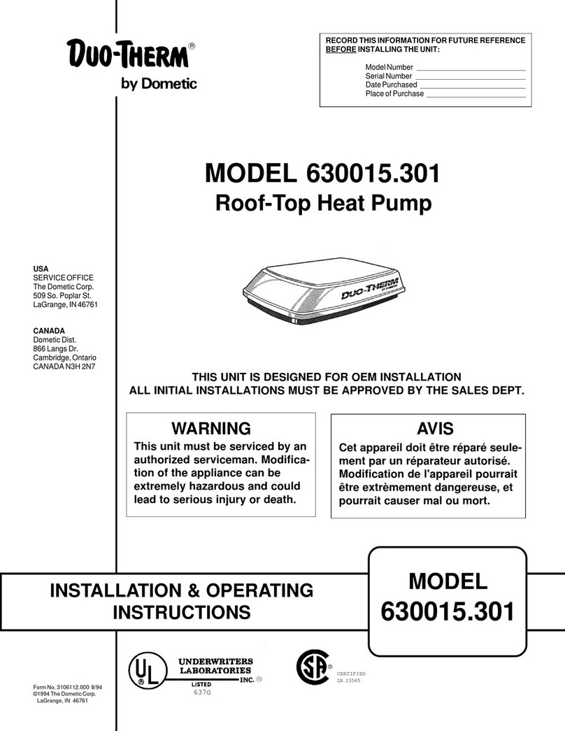 Dometic Duo-Therm 630015.301 Installation & operating instructions