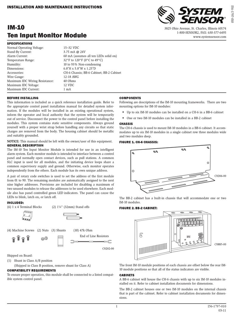 System Sensor IM-10 Installation and maintenance instructions