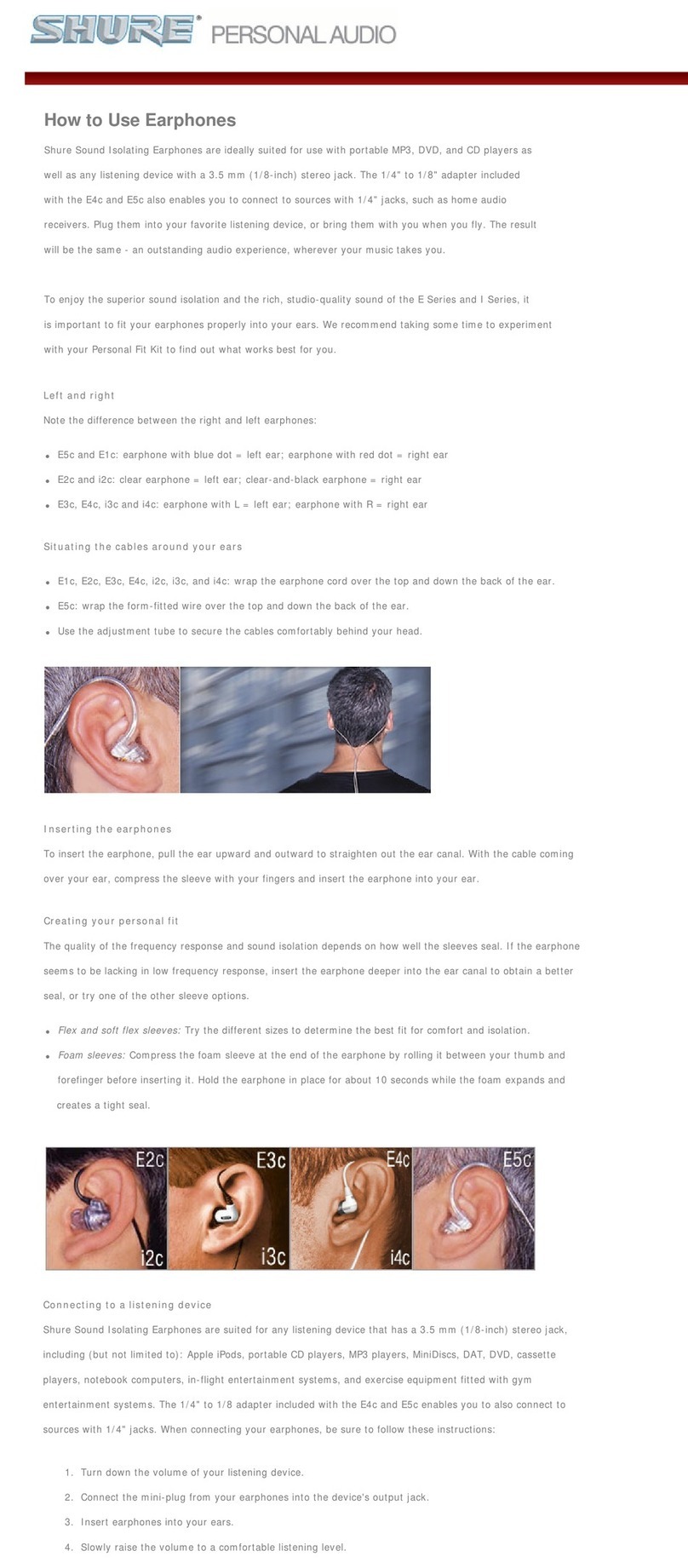 Shure E1c How to use