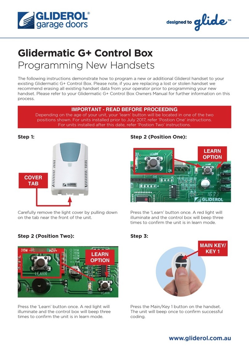 Gliderol Glidermatic G+ Owner's manual
