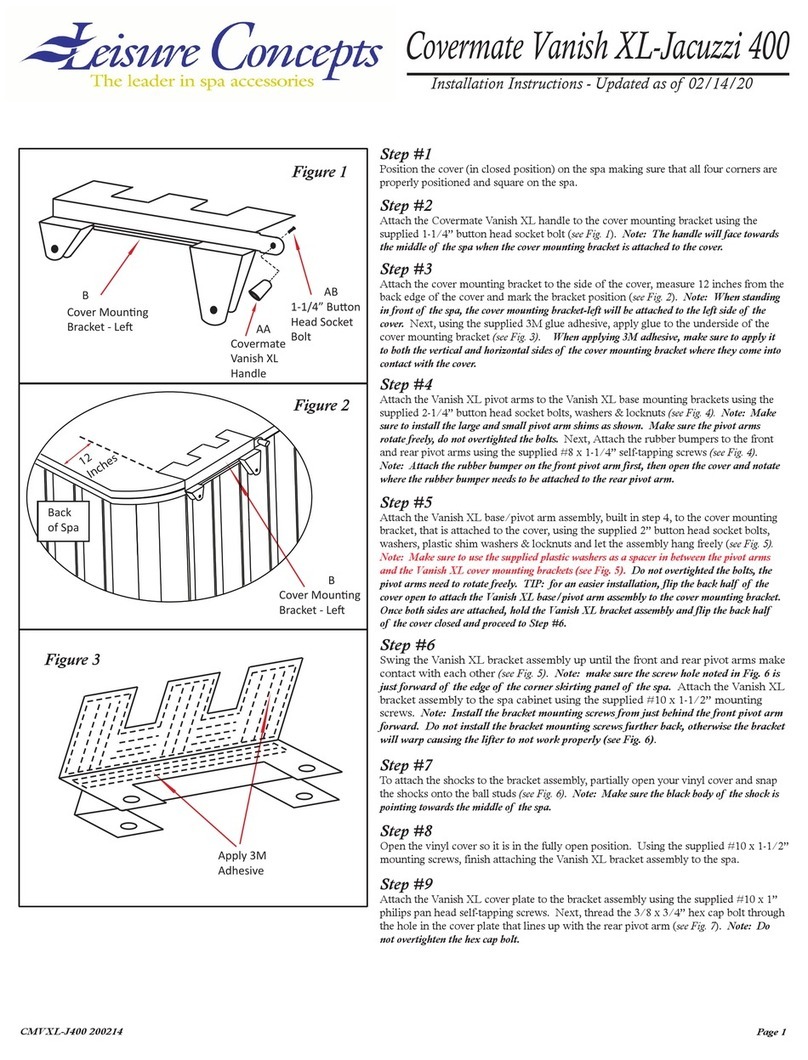 Leisure Concepts Vanish XL installation instructions
