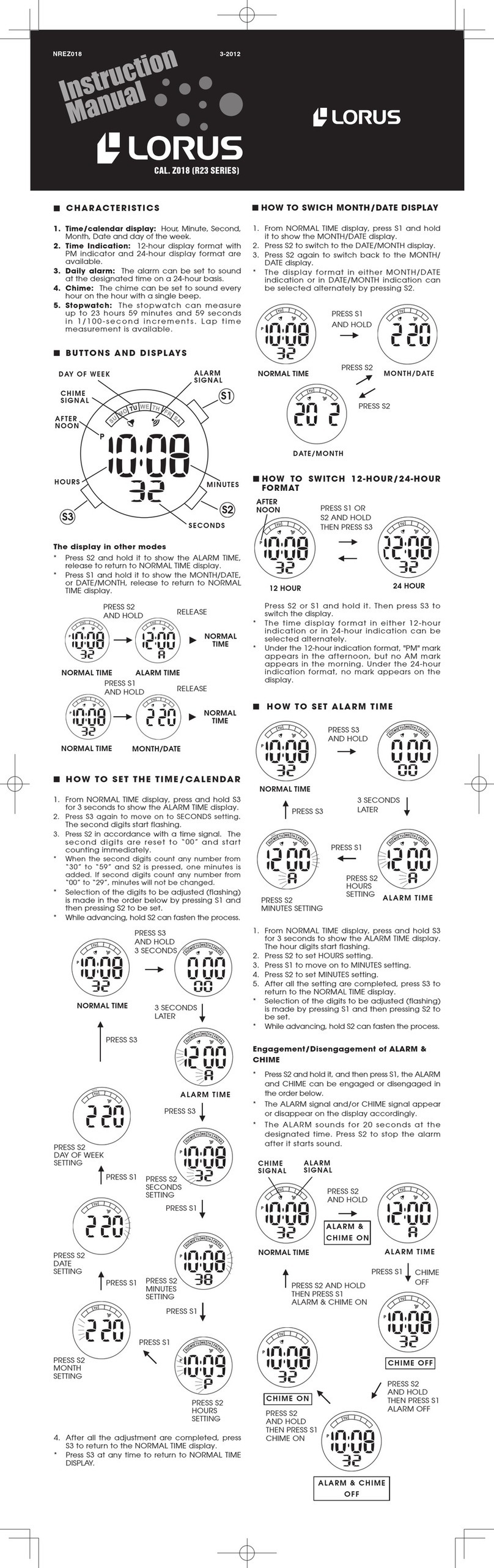 LORUS R23 Series User manual