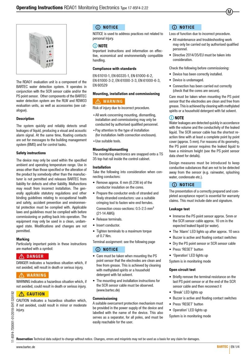 Bartec RDA01 operating instructions