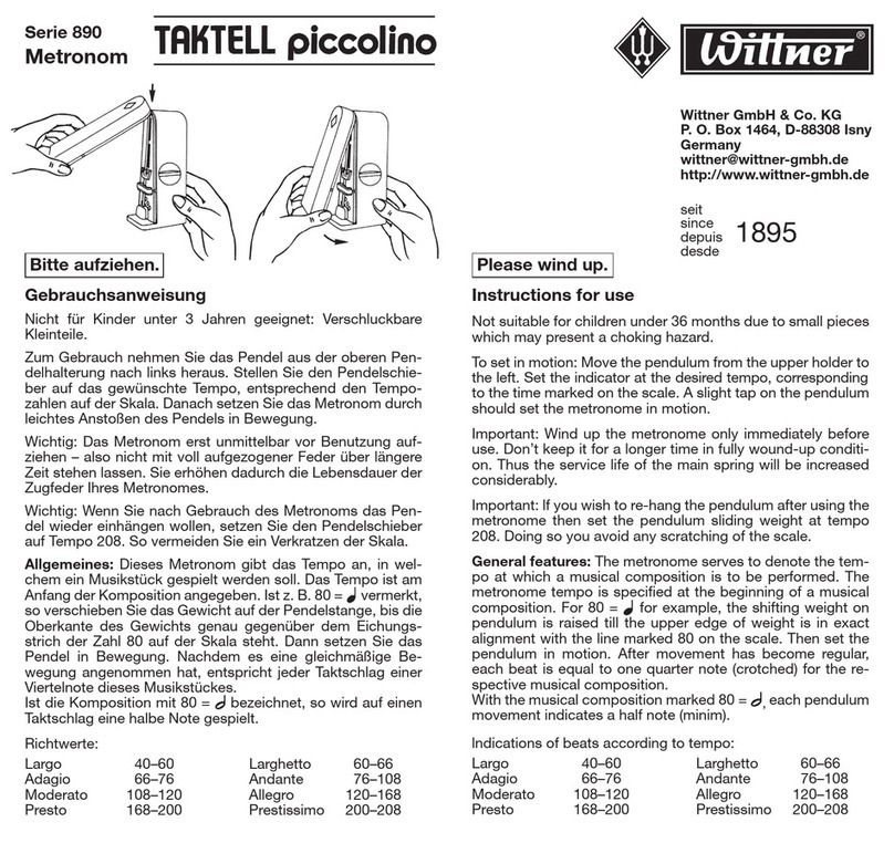 Wittner Kinotechnik TAKTELL piccolino 890 Series Instructions for use