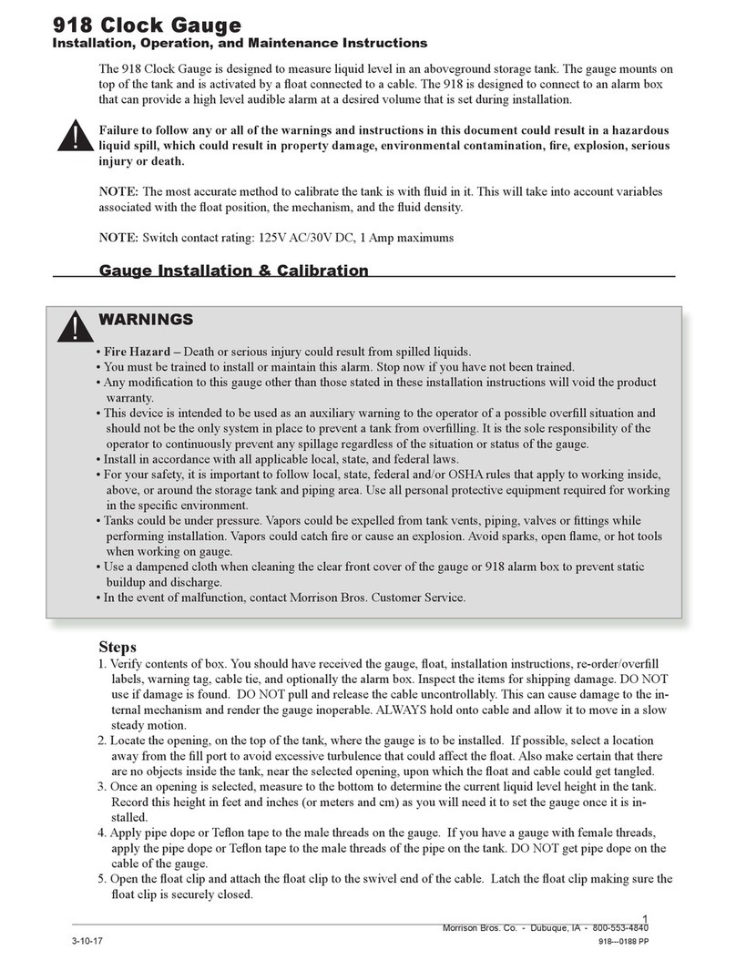 Morrison Bros. co. 918 Installation, operation and maintenance instructions