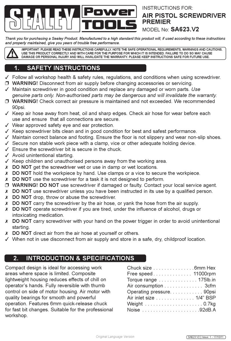 Sealey Power Tools SA623.V2 User manual
