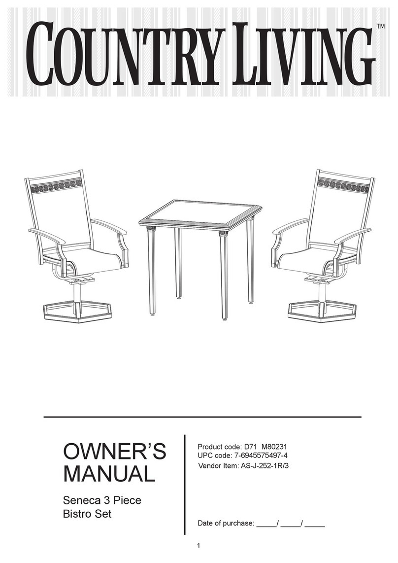 Country Living Seneca 3 Piece Bistro Set AS-J-252-1R/3 owner's manual Country Living Seneca 3 Piece Bistro Set AS-J-252-1R/3 owner's manual