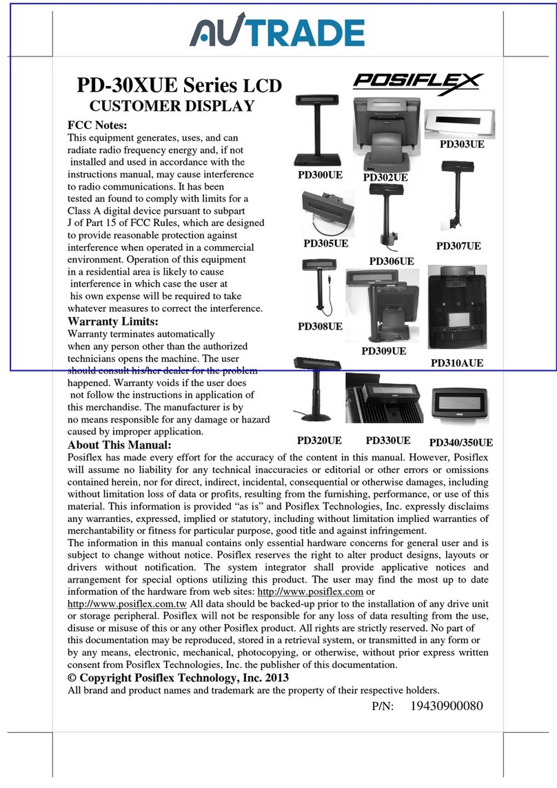 POSIFLEX PD-30 UE Series User manual POSIFLEX PD-30 UE Series User manual