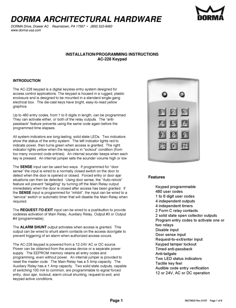 Dorma AC-228 Installation & programming manual