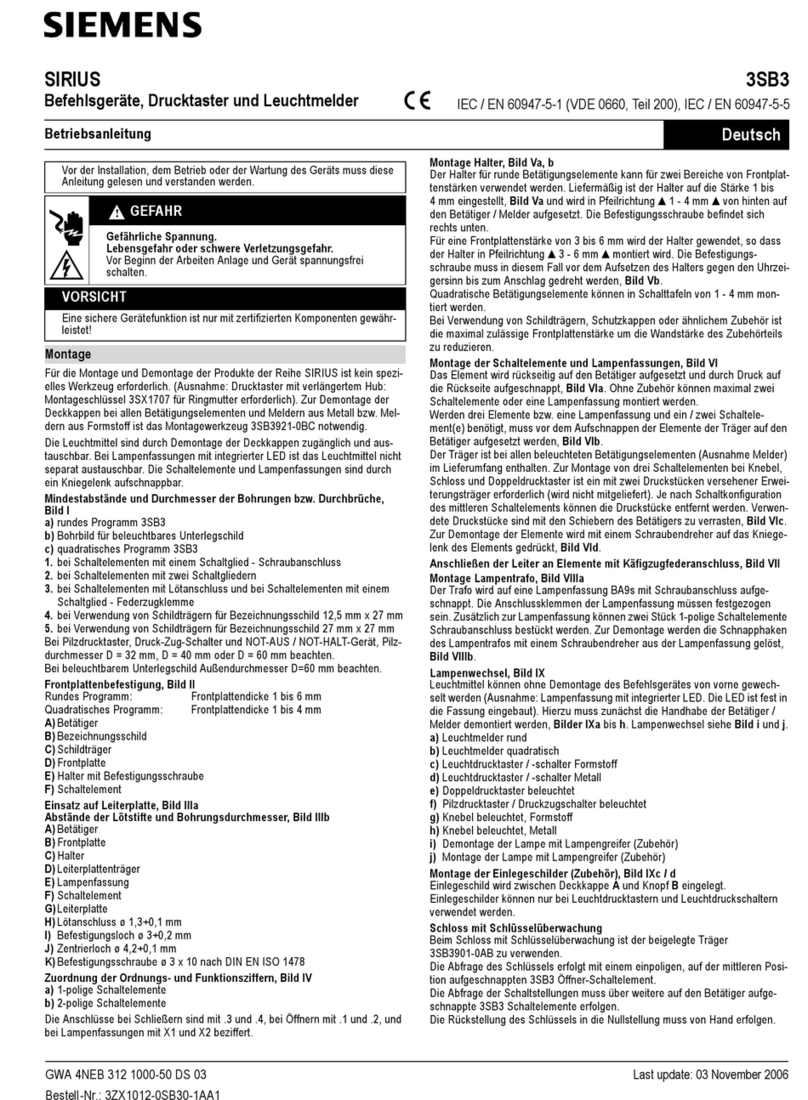 Siemens SIRIUS 3SB3 operating instructions