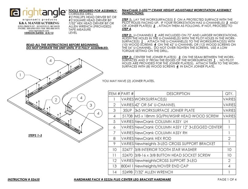 RIGHT ANGLE NewCrank 3-LEG CRANK HEIGHT ADJUSTABLE... Assembly instructions