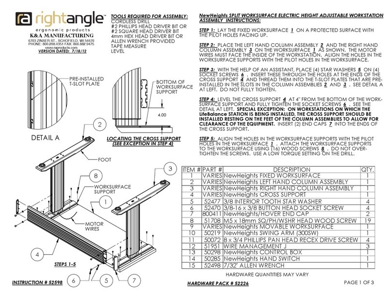 RIGHT ANGLE NewHeights SPLIT WORKSURFACE ELECTRIC HEIGHT ADJUSTABLE... Assembly instructions