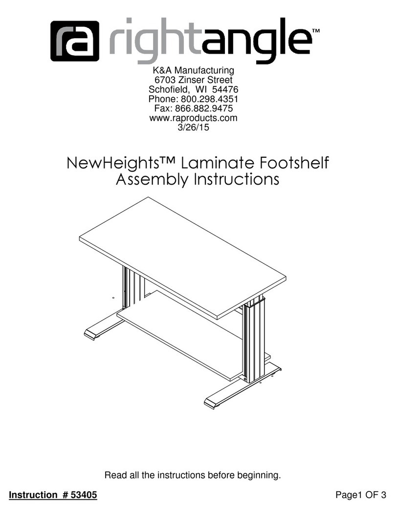 RIGHT ANGLE NewHeights Laminate Footshelf User manual RIGHT ANGLE NewHeights Laminate Footshelf User manual