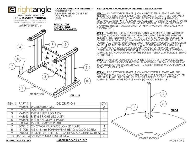 RIGHT ANGLE R-STYLE PLAN 1 WORKSTATION Assembly instructions