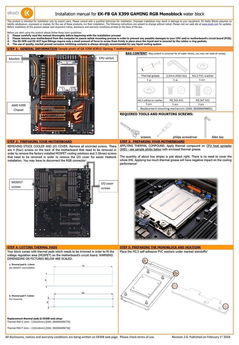 ekwb EK-FB GA X399 GAMING RGB Monoblock Series User manual