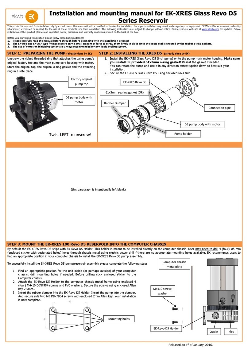 ekwb EK-XRES Glass Revo D5 Series INSTALLATION AND MOUNTING MANUAL