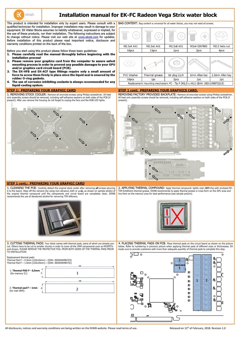 ekwb EK-FC Radeon Vega Strix Series User manual