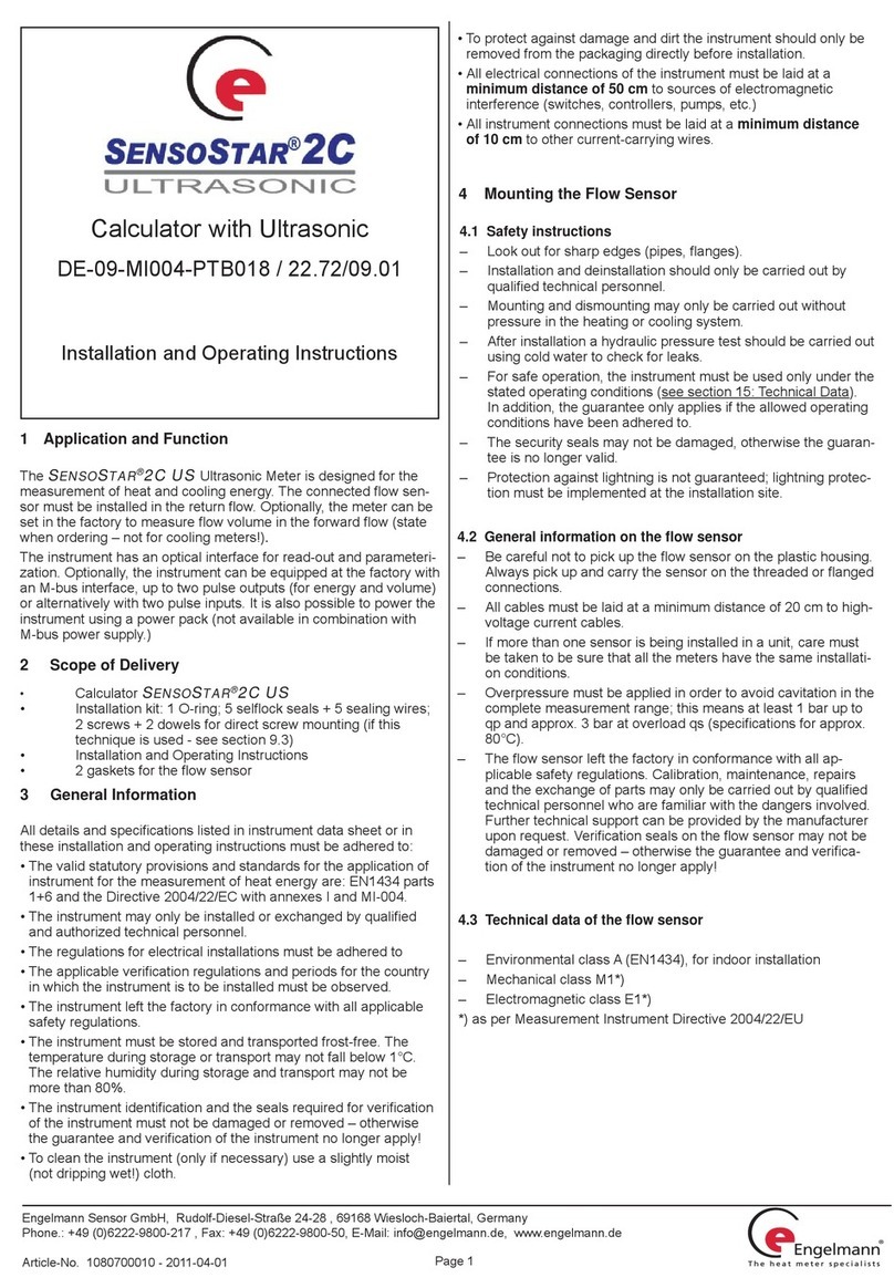 engelmann SensoStar 2C Ultrasonic Installation and operating instructions
