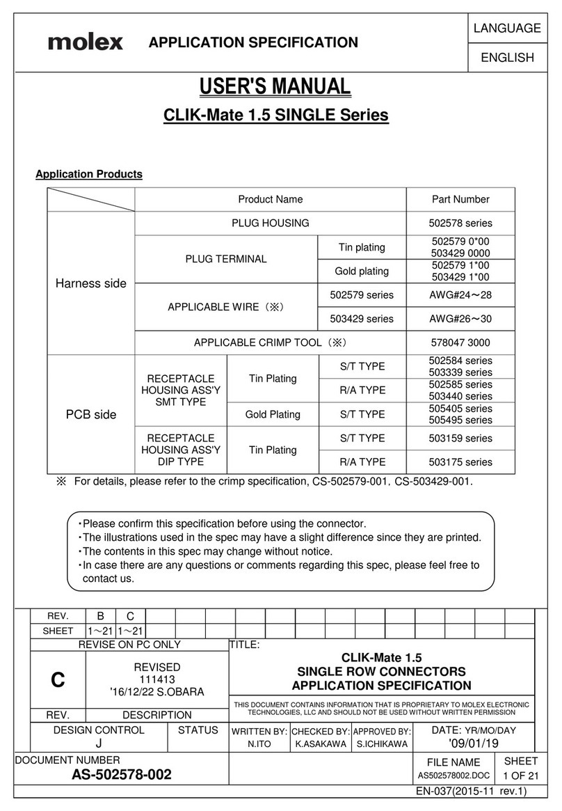 molex CLIK-Mate 1.5 SINGLE Series User manual molex CLIK-Mate 1.5 SINGLE Series User manual