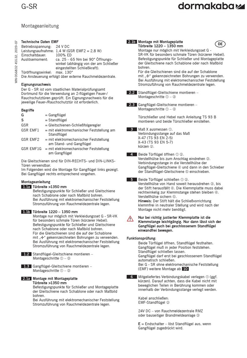 Dormakaba G-SR Series Fixing instructions